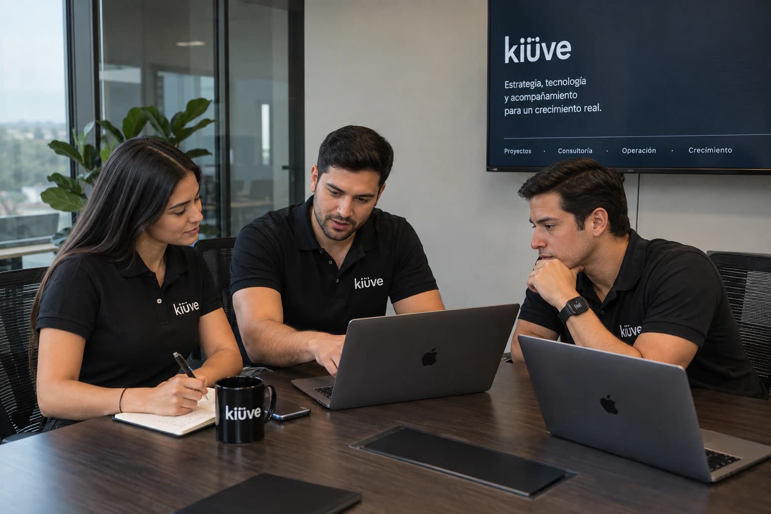Equipo de Kiüve colaborando en una sesión de consultoría tecnológica Equipo de Kiüve colaborando en una sesión de consultoría tecnológica